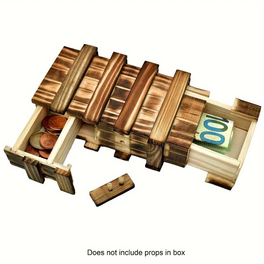 1pc/2pcs Vintage Wooden Secret Puzzle Box - 3D Brain Teaser with Hidden Compartment, Ideal for Gifts, Jewelry & Money Storage-A