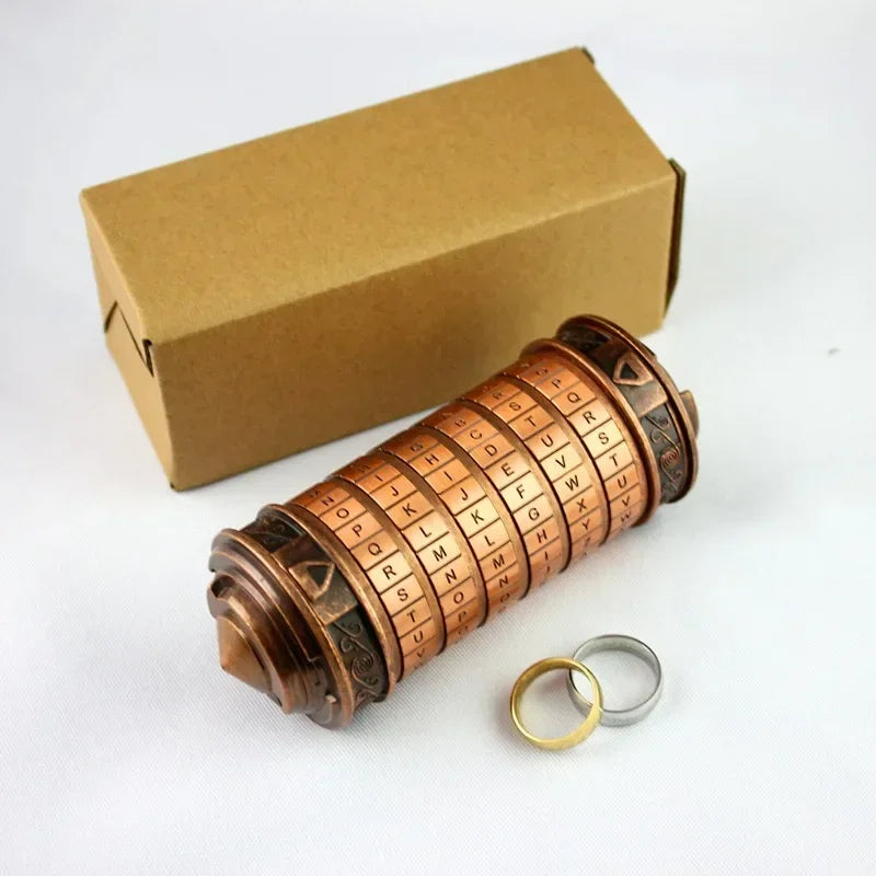 Leonardo Da Vinci Code Toys Metal Cryptex Locks Wedding Gifts Valentine's Day Gift Letter Rings Password Escape Chamber Props